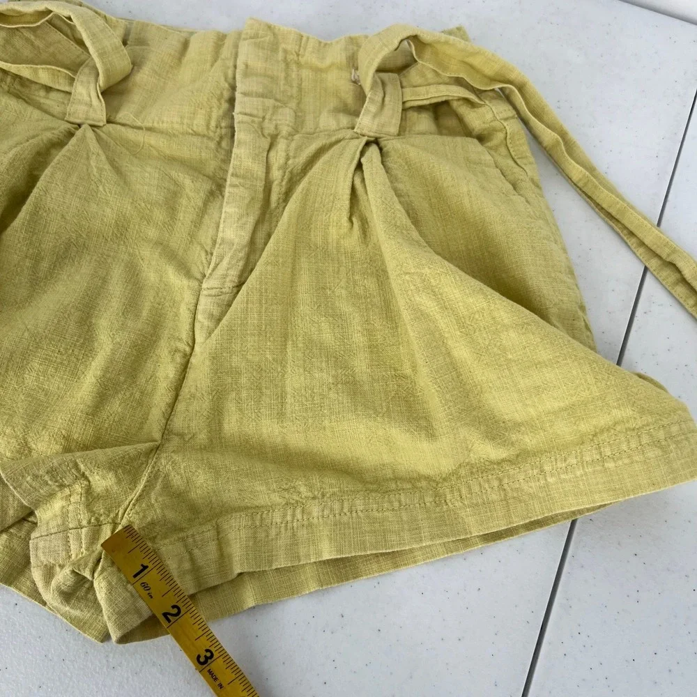 Free People Yellow Paperbag Shorts 0 High Rise Belted Boho Coastal‎ Summer